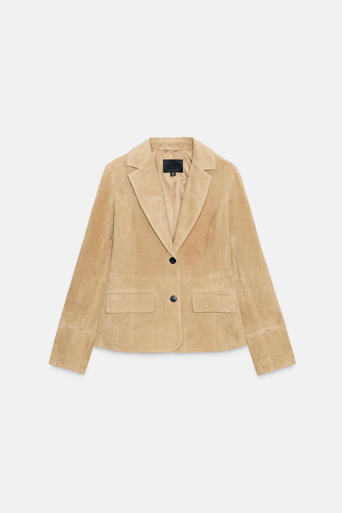Suede blazer met haar